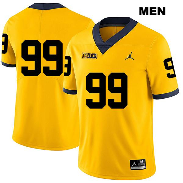 Men's NCAA Michigan Wolverines Trey Harper #99 No Name Yellow Jordan Brand Authentic Stitched Legend Football College Jersey XK25G76NK